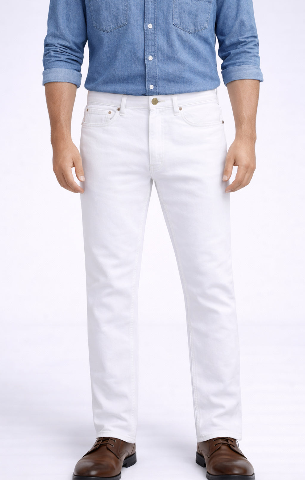 Mens White solid Jeans